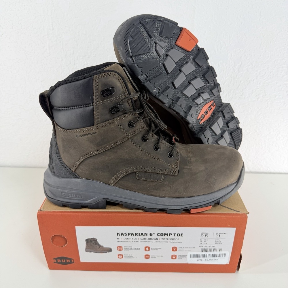 Brunt Kasparian 6" Soft Toe Boots Mens Sz 9.5 Brown Waterproof Work Safety